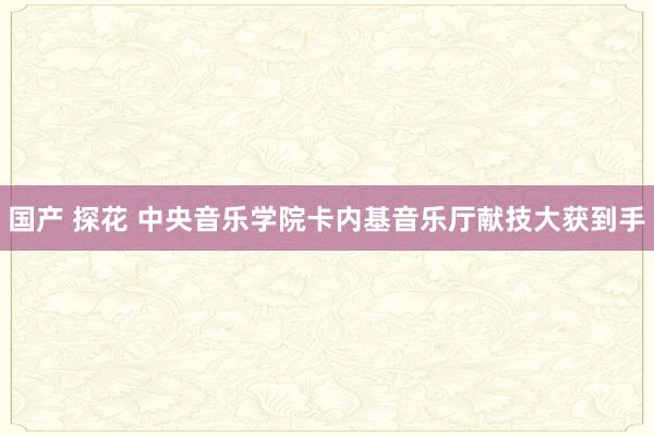 国产 探花 中央音乐学院卡内基音乐厅献技大获到手