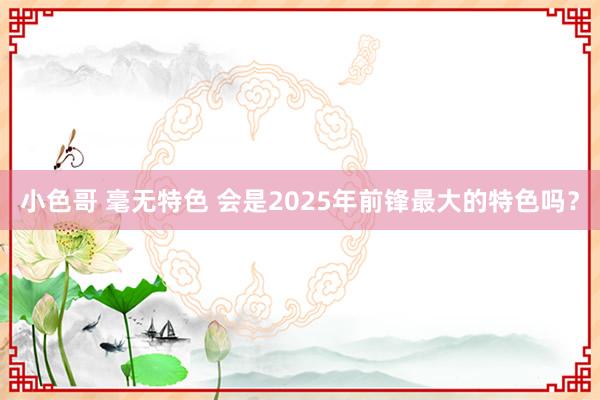 小色哥 毫无特色 会是2025年前锋最大的特色吗？