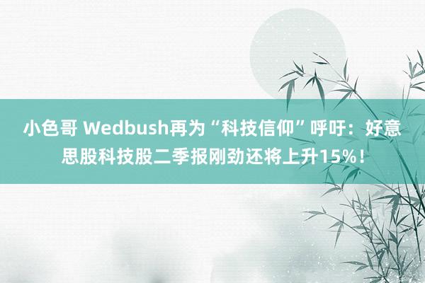 小色哥 Wedbush再为“科技信仰”呼吁：好意思股科技股二季报刚劲还将上升15%！