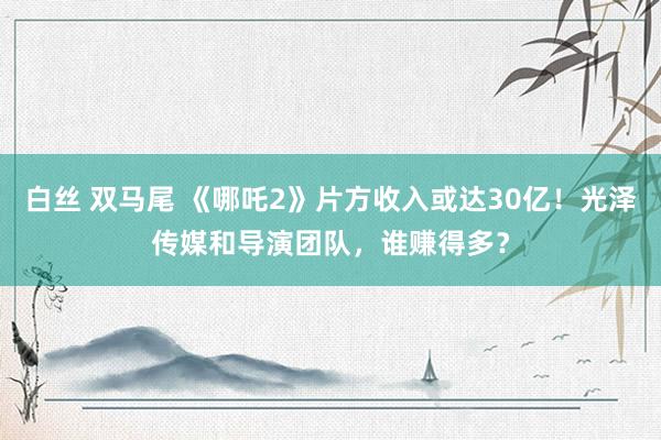 白丝 双马尾 《哪吒2》片方收入或达30亿！光泽传媒和导演团队，谁赚得多？